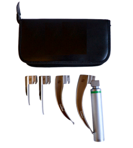 About 4 blade laryngoscope set – fibre optic